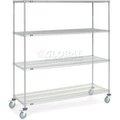 Global Equipment Nexel    Chrome ESD Wire Shelf Truck, 4 Shelf, 48"L x 24"W x 60"H, Polyurethane Casters C24485ESD